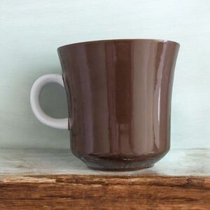 Ceramic Guild Esperanto Japan Brown White Coffee Cup H899  70s Dish Kitchen